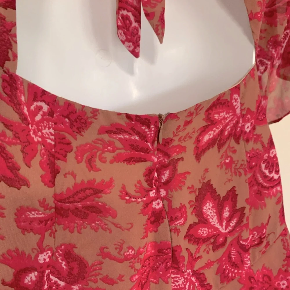 Sundae Muse Pink Floral Ruffle Bell Sleeve Mini Christy Dress Size US Sm… - Picture 7 of 11